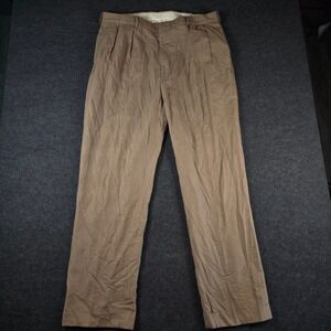 Polo Ralph Lauren Brown Glen Plaid Double Pleated Cotton Dress Pants Men's 40x34
